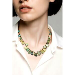 Navajo Mary W Roanhorse Natural Hubei Turquoise Seashell Heishi Necklace